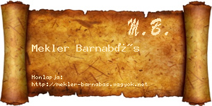 Mekler Barnabás névjegykártya
